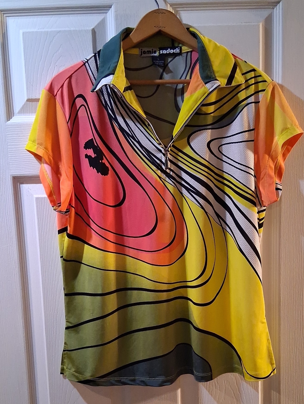 jamie sadock Vibrant Yellow Pink Orange Short Sleeve Polo